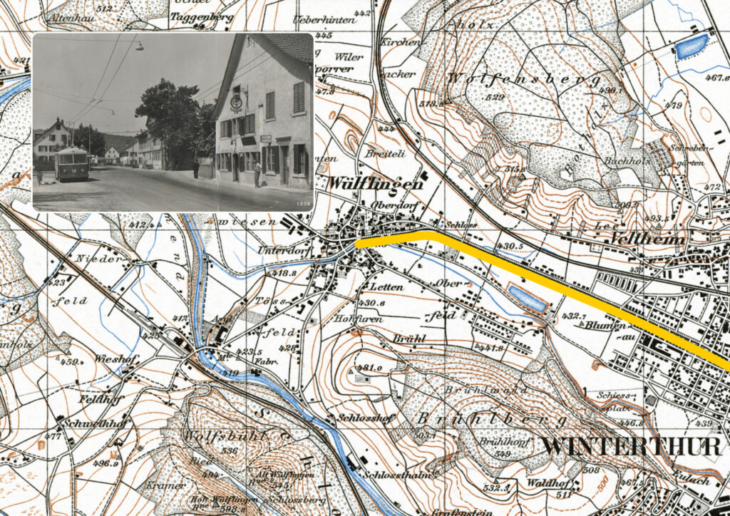 1838: Der Trolleybus ersetzt das Tram nach Wülflingen. Endstation «Wülflingen» ist am Lindenplatz